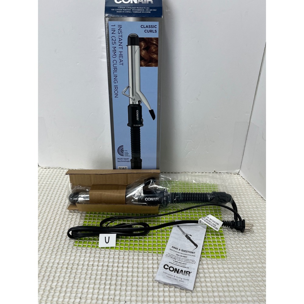 Conair Instant Heat 1 Inch Curling Iron Classic Curls Black‎ New Damaged Box U